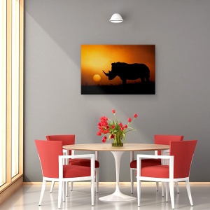 Tablou canvas - Rasarit In Rhino, Natura, Salbatic, Salbatic, Animal, Rinocer, 60 x 90 cm - Img 4