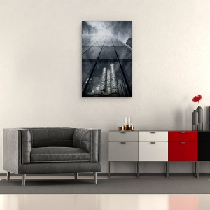 Tablou canvas - Reflectii Urbane, Oras, Arhitectura, Paris, Pasari, Cer, 60 x 90 cm - Img 2