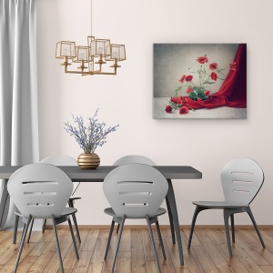 Tablou canvas - Rosu, Tesatura, Perdea, Maci, 60 x 75 cm - Img 4