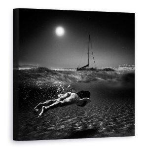Tablou canvas - Scufundare, Sub Apa, Scufundare, Intuneric, Punct, 60 x 60 cm