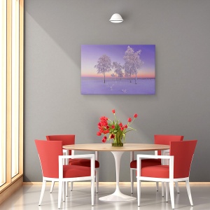Tablou canvas - Seara De Ianuarie, Iarna, Inghet, Copaci, Zapada, Rece, 80 x 120 cm - Img 4