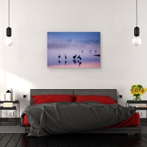 Tablou canvas - Serenitate Fermecata, Lac, Macara, Pasari, 60 x 90 cm - Img 3