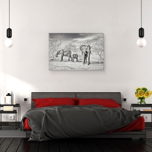 Tablou canvas - Sezon Uscat, Safari, Calatorie, Africa, Elefant, Copac, 60 x 90 cm - Img 3