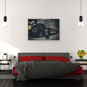 Tablou canvas - Sfarsitul Liniei, Tren, Abur, Locomotiva, Vest, 40 x 60 cm - Img 3
