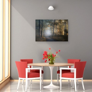 Tablou canvas - Simfonia Toamnei, Padure, Peisaj, Ceata, 40 x 60 cm - Img 4