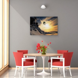 Tablou canvas - Snowboard In Apus, Zapada, Munti, Extrem, Sport, 60 x 90 cm - Img 4