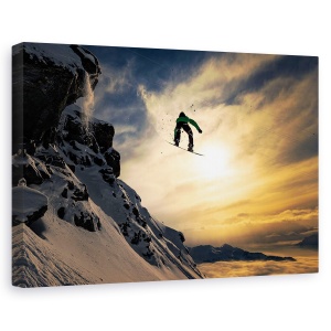 Tablou canvas - Snowboard In Apus, Zapada, Munti, Extrem, Sport, 80 x 120 cm