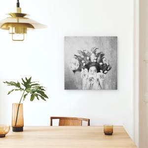Tablou canvas - Somn, Par, Flori, Portret, Crapa, 90 x 90 cm - Img 4