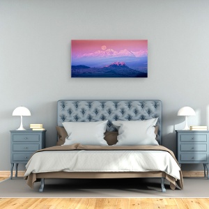 Tablou canvas - Spia Basm, Slovacia, Tatra, Spis, Castel, Superluna, 50 x 100 cm - Img 3