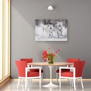 Tablou canvas - Sporturi De Iarna, Actiune, Caine, Sanie, Viteza, 40 x 60 cm - Img 4