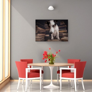 Tablou canvas - Studentul, Caini, Animale, Caine, Studio, Citire, 60 x 90 cm - Img 4