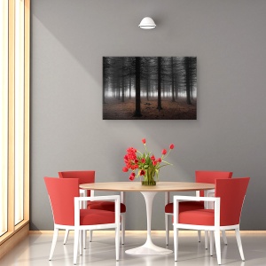 Tablou canvas - Tacere, Peisaj, Padure, Copac, Ceata, 60 x 90 cm - Img 4