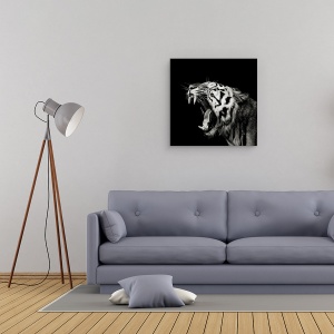 Tablou canvas - Tigru, Tigru, Pradator, Intunecos, Alb-Negru, 60 x 60 cm - Img 3