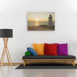 Tablou canvas - Timp De Vara, Soare, Apus De Soare, Far, Mare, Cuplu, 40 x 60 cm - Img 2