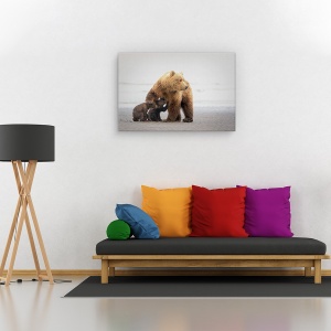 Tablou canvas - Timp pentru familie, Nature, Urs, Alaska, Hranire, 80 x 120 cm - Img 2