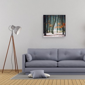 Tablou canvas - Toamna In Sufletul Meu, Rosu, Portocaliu, Frunze, 60 x 60 cm - Img 2