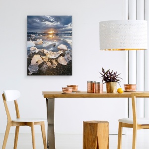 Tablou canvas - Transmisie, Jokulsarlon, Islanda, Apus De Soare, Soare, Ghetar, 50 x 70 cm - Img 4