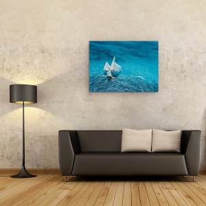Tablou canvas - Trecere Albastra, Vapor, Barca, Barca Cu Panze, Nave, Navigare, 50 x 70 cm - Img 2