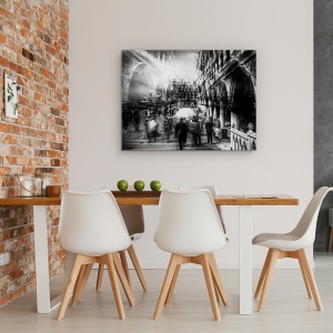 Tablou canvas - Turistii, Strada, Palat, Alb-Negru, Arhitectura, Bulevard, 50 x 70 cm - Img 4