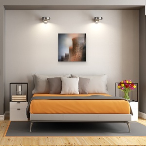 Tablou canvas - Turnuri De Racire, Arhitectura, Straniu, Portocaliu, Ireal, Abstract, 60 x 60 cm - Img 3