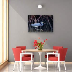 Tablou canvas - Urmarire In Mangrove, Pasare, Natura, Apa, Radacini, 60 x 90 cm - Img 4