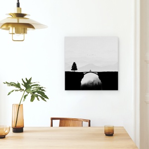 Tablou canvas - Vacanta De Vis, Pod, Bicicleta, Copac Singuratic, 60 x 60 cm - Img 4