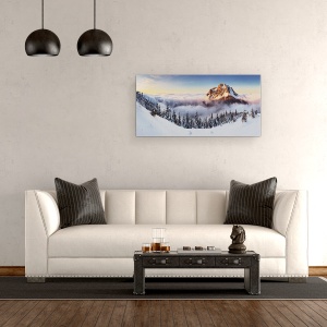 Tablou canvas - Varful De Aur, Peisaj, Munte, Panorama, Iarna, Zapada, 50 x 100 cm - Img 2