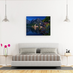 Tablou Canvas - Vedere Turistica, Peisaj, Hallstatt, Lac, Oras, Austria, Turism, 60 x 75 cm - Img 3