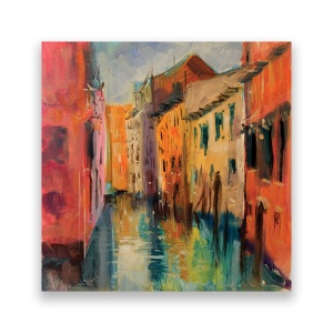 Tablou Canvas - Venetia, Oras, Cladiri, Apa, Pictura, Vara, 60 x 60 cm