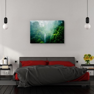 Tablou canvas - Verde, Peisaj, Cascada, Ploaie, Padure, 60 x 90 cm - Img 3
