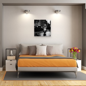 Tablou canvas - Vespa, Vespa, Strada, Alb-Negru, Drum, Pavaj, 90 x 90 cm - Img 3