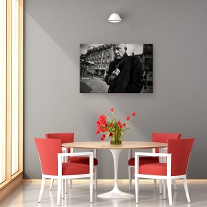 Tablou canvas - Viata Trista, Paris, Franta, Strada, Ochelari, Alb-Negru, 40 x 60 cm - Img 4