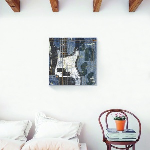 Tablou decorativ vintage chitară bass pe canvas 60x60 cm
