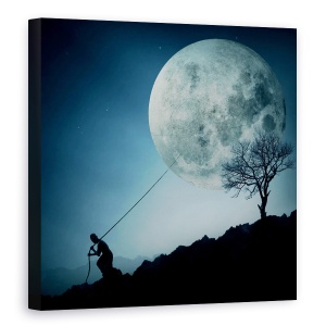 Tablou Canvas - Visatorul, Luna, Rotund, Cerc, Spatiu, 90 x 90 cm