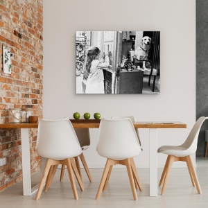 Tablou canvas - Zambiti, Va Rog, Strada, Alb-Negru, Animal Captiv, Caine, 50 x 70 cm - Img 4