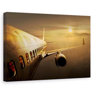 Tablou canvas Zbor de Aur cu avion de pasageri