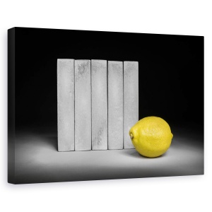 Tablou canvas - Zidul, Citrice, Galben, Gri, Lamaie, Natura Moarta, 40 x 60 cm
