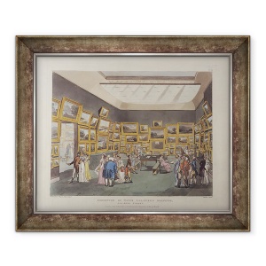 Tablou inramat - A.C. Rowlandson, T. 1756-1827 & Pugin - Expozitie de desene colorate in apa, Old Bond Street, numarul 34, de la Ackermann Microcosmosul Londrei, sau Londra in miniatura, 70 x 85 cm