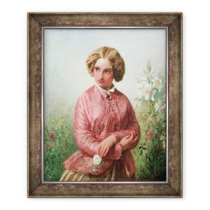 Tablou inramat - Abraham Solomon - Portretul unei fete tinere cu un trandafir, 70 x 85 cm