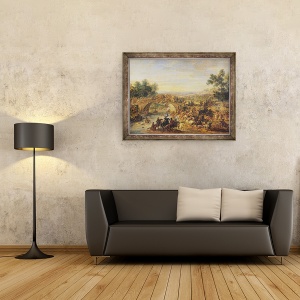 Tablou inramat - Adam Frans van der Meulen - Cavalerie Batalia pe un pod, 60 x 80 cm - Img 2
