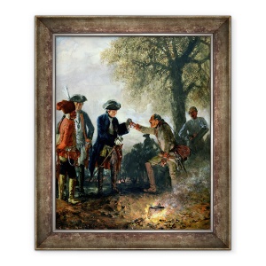 Tablou inramat - Adolph Friedrich Erdmann von Menzel - Frederic cel Mare 1712-86 cu Zieten la tabara, 70 x 85 cm