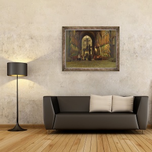 Tablou inramat - Adrien Dauzats - Interiorul Bisericii Sfantul Gereon din Köln, 60 x 80 cm - Img 2