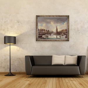 Tablou inramat - Aert van der Neer - Oras pe un rau inghetat, 60 x 80 cm - Img 2