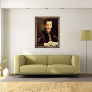 Tablou inramat - Agnolo di Cosimo Bronzino - Portret De Francesco I de Medici 1541-87 ca un baietel, 60 x 80 cm - Img 2