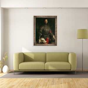 Tablou inramat - Agnolo di Cosimo Bronzino - Portret De Guidubaldo della Rovere, Duce De Urbino, 60 x 80 cm - Img 2
