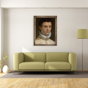 Tablou inramat - Agnolo di Cosimo Bronzino - Portretul unui Tanar, 70 x 90 cm - Img 3