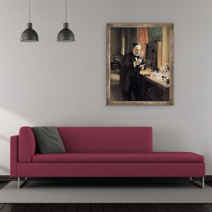 Tablou inramat - Albert Gustaf Aristides Edelfelt - Louis Pasteur 1822-95 in laboratorul sau, 50 x 60 cm - Img 2