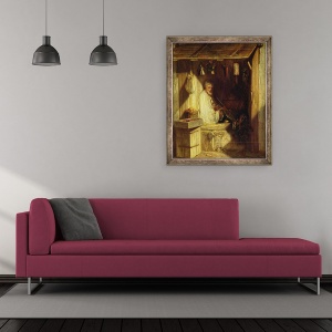 Tablou inramat - Alexandre Gabriel Decamps - Comerciant turc Fumand in magazinul sau, 50 x 60 cm - Img 2
