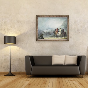 Tablou inramat - Alfred Jacob Miller - Furtuna, Asteptand Caravana, 70 x 90 cm - Img 2