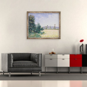 Tablou inramat - Alfred Sisley - Meadows Sahurs in soarele diminetii, 50 x 60 cm - Img 2